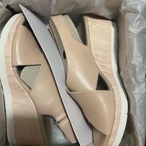 Clarks Cream Wedge Sandals